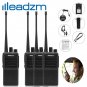 4x LEADZM UHF 400-470MHz Two Way Radio 16CH Single Band w Earpiece Walkie Talkie