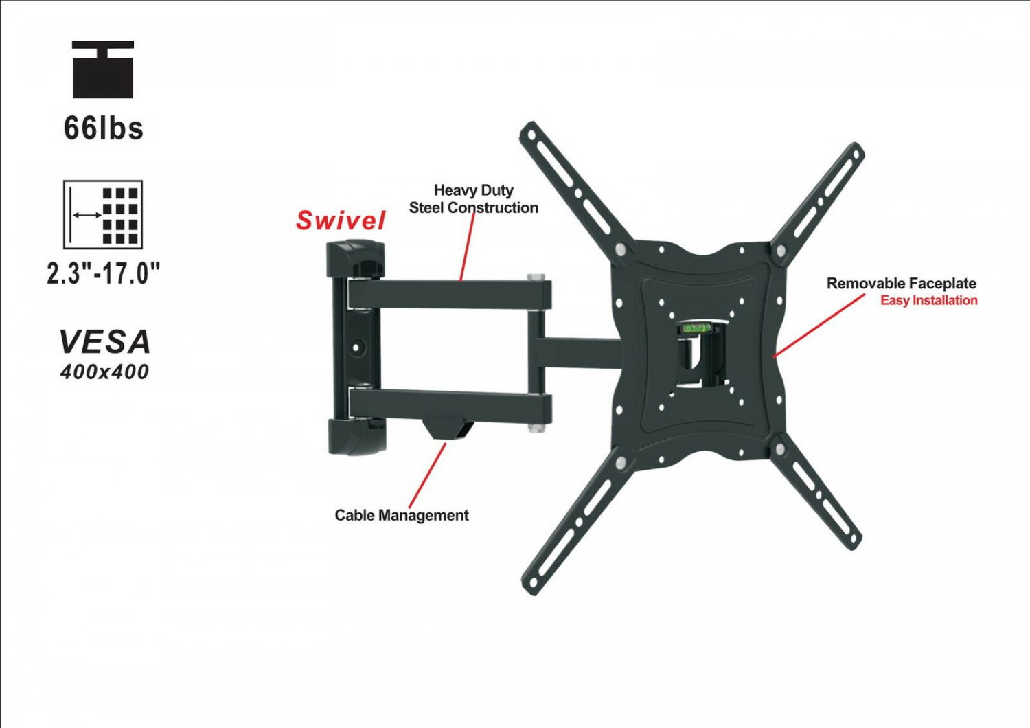 Full Motion TV Wall Mount Swivel Tilt 20