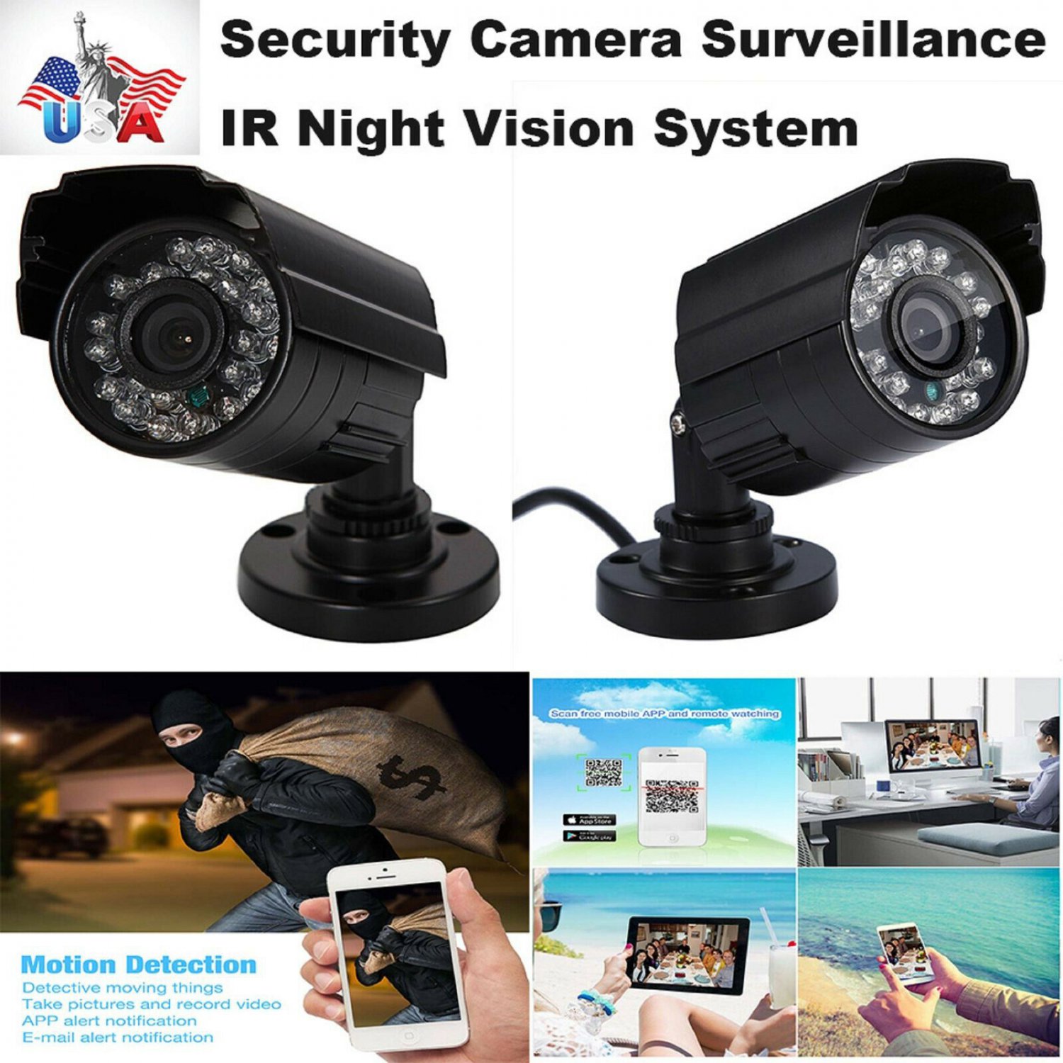 Full HD 720P AHD CCTV Outdoor Waterproof Home Security Wired Camera IR-CUT Metal