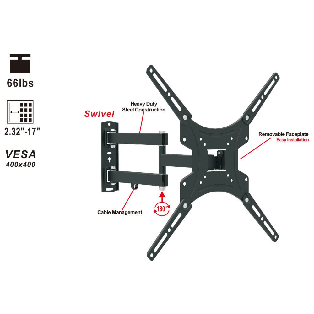 Full Motion TV Wall Mount Bracket for Sony Vizio 32 40 42 47 50 Inch LCD Display