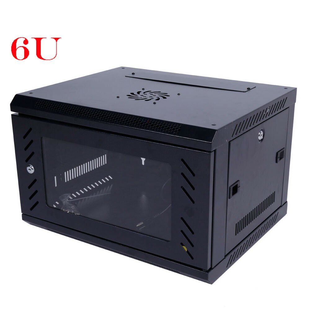 6U Wall Mount Network Server Data Cabinet Enclosure Rack Door Lock Cooling Fan