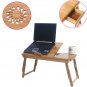 Bamboo Laptop Desk Adjustable Breakfast Serving Bed Tray w/ Tilting Top Drawer