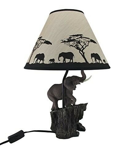 Table Lamp Shade Set Elephant Animal Decor Home Desk Office Living Room