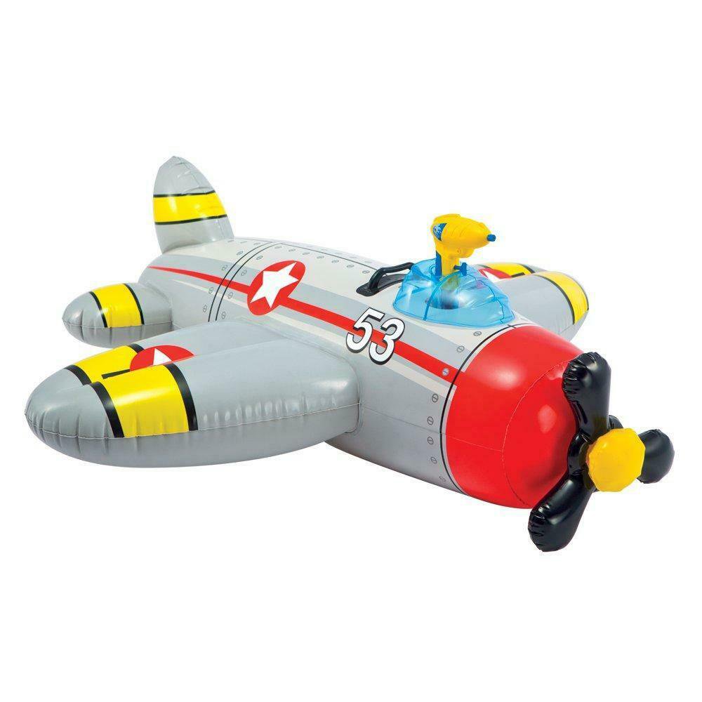 Kids Airplane Float Raft Toy Ride On Pool Water Beach Squirt Toddler