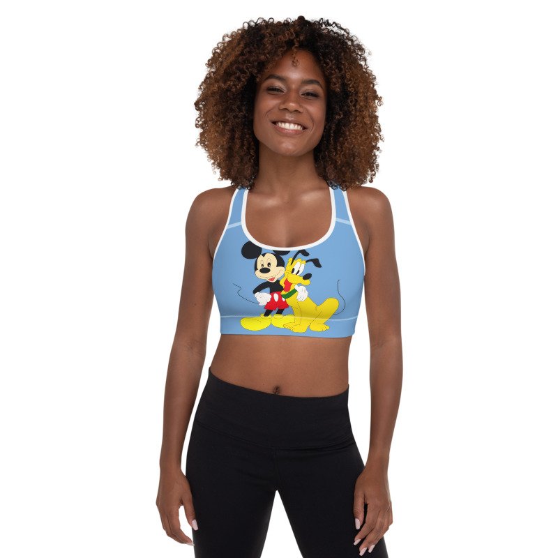 Mickey Mouse And Pluto Padded Sports Bra