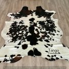 Premium Large Tricolor Hair on Skin cowhide Rug L76xW76 Inch.Cod C002