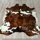 Premium Large Tricolor Hair on Skin cowhide Rug L74xW73 Inch.Cod C0020