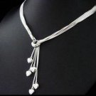 Stamped 925 Sterling silver adjustable heart tassel necklace