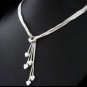 Stamped 925 Sterling silver adjustable heart tassel necklace