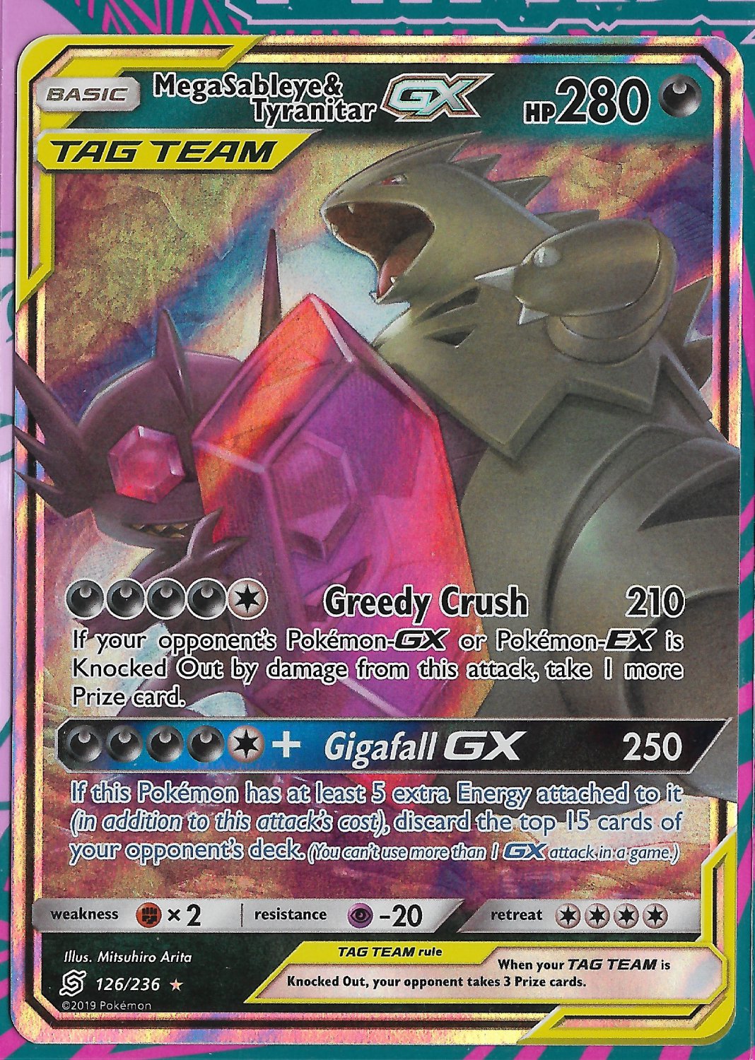 Mega Sableye & Tyranitar GX [NM] Unified Minds #126 Rare Holo-GX ...