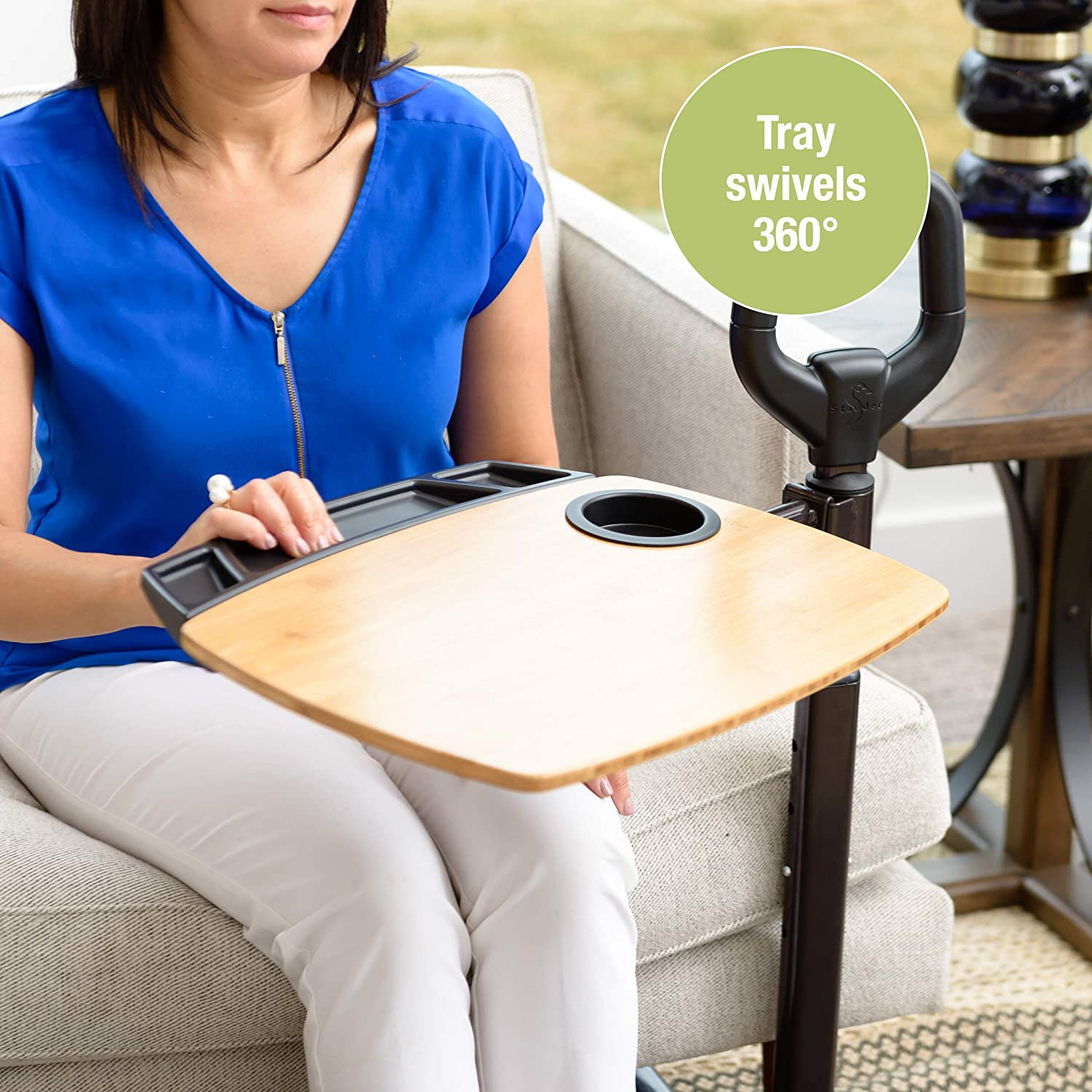 Able Life Able Tray Table, Adjustable Bamboo Swivel TV and Laptop Table