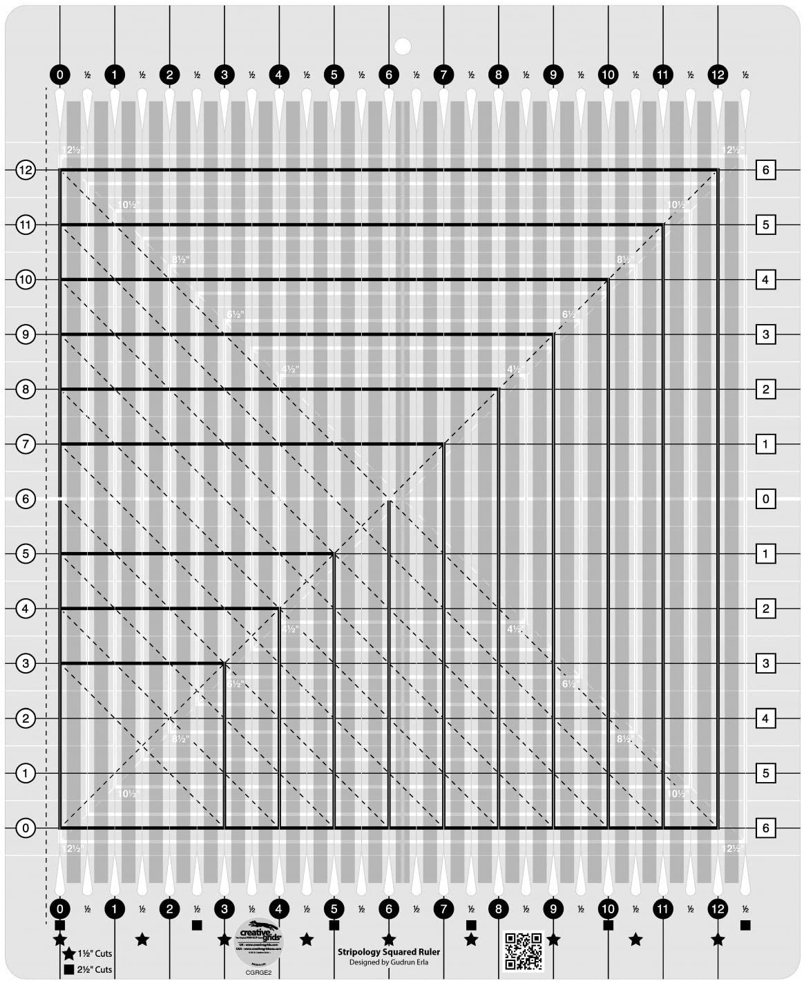 Creative Grids Stripology Squared Quilting Ruler Template CGRGE2