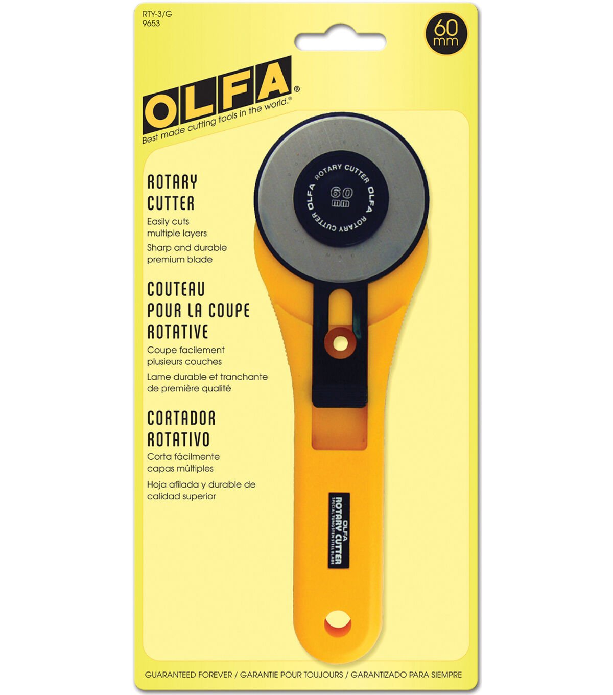 OLFA 60mm Straight Handle Rotary Fabric Cutter