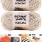 Bernat Maker Home Dec Corded Yarn Bundle 2 Skeins with 4 Patterns 8.8 Ounce Each Skein (Cream)