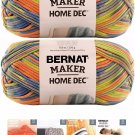 Bernat Maker Home Dec Corded Yarn Bundle 2 Skeins with 4 Patterns 8.8 Ounce Each Skein (Retro Varg)