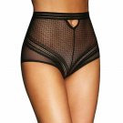 Vintage Style QUEEN LINGERIE Woman Panties Black Transparent Rise High Size S/M