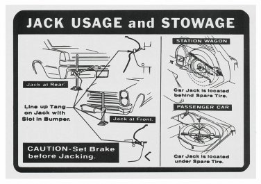 RestoParts Trunk Jacking Instructions Decal Sticker 1965 GTO Lemans and Tempest