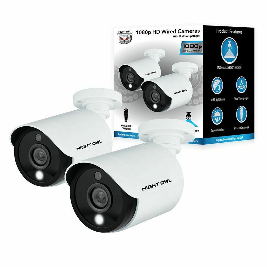 Night Owl 1080p Wired Motion Activated Add-On Home Surveillance Security Camera - 2 Pack