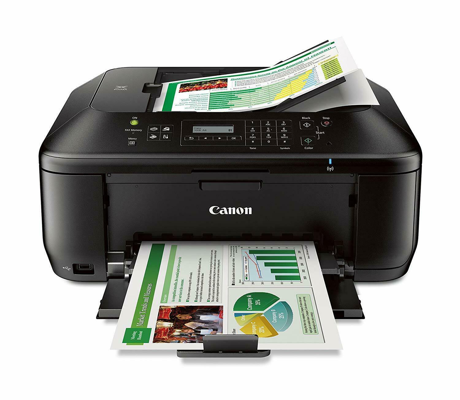 Canon PIXMA MX532 Wireless All-in-One Inkjet Color Printer Scanner Copier Fax
