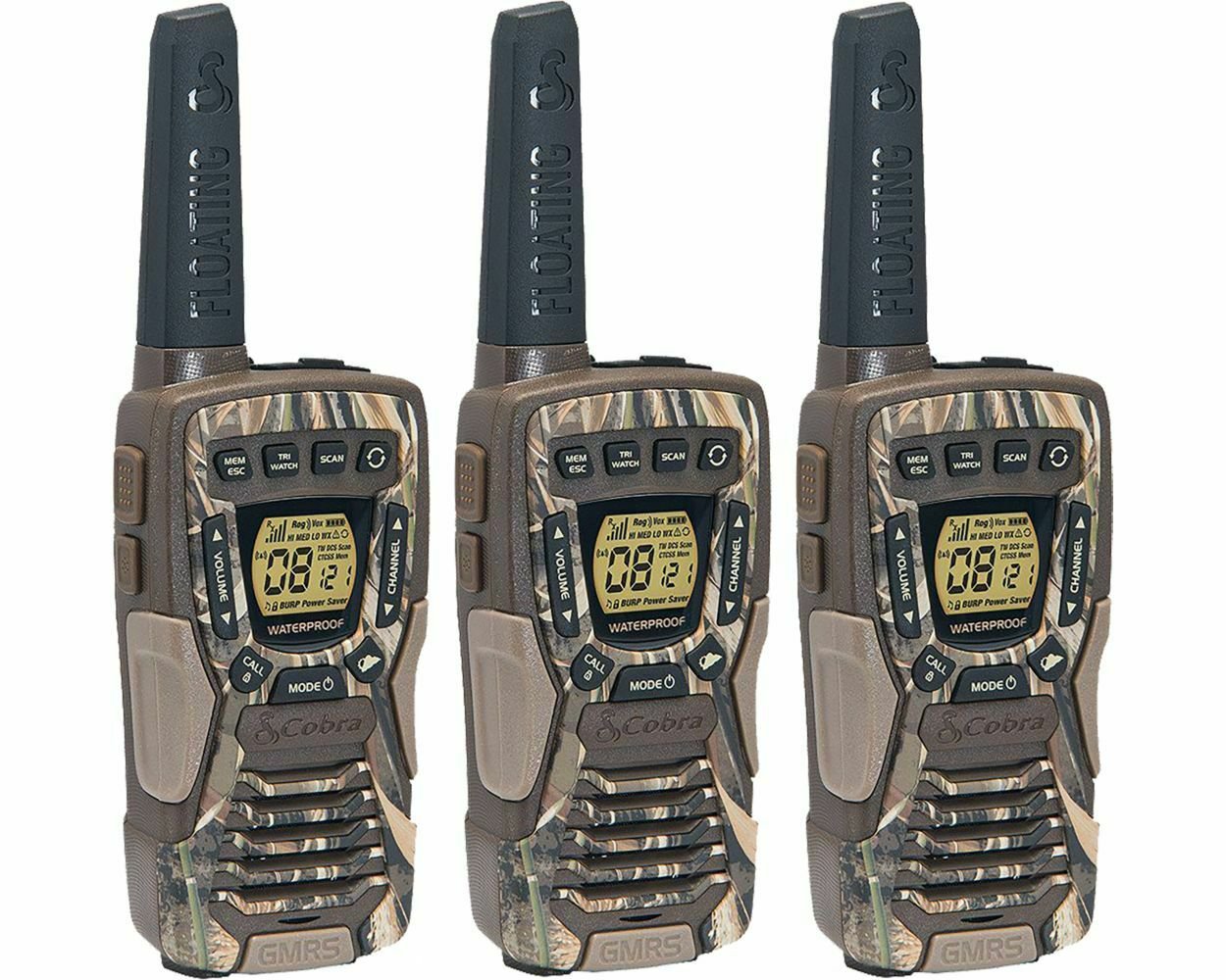 Cobra 37Mile Waterproof Rechargeable Camo TwoWay Radio Walkie Talkie