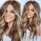 Fashion Women's Long Curly Wigs Brown Gold Blonde Wavy Hair Ombre Party Wig CHY