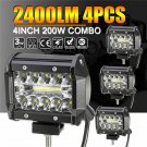 4x 4" Inch LED Work Light Flood Spot Combo Off-road Driving Fog Lamp Truck Boat