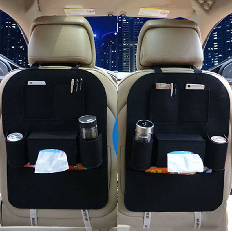 Car Seat Back Bag Organizer Storage iPad Phone Holder Multi-Pocket Hanging Black