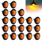 20 X 3/4" Round Amber LED Bullet For Truck Trailer Side Clearance Marker Light