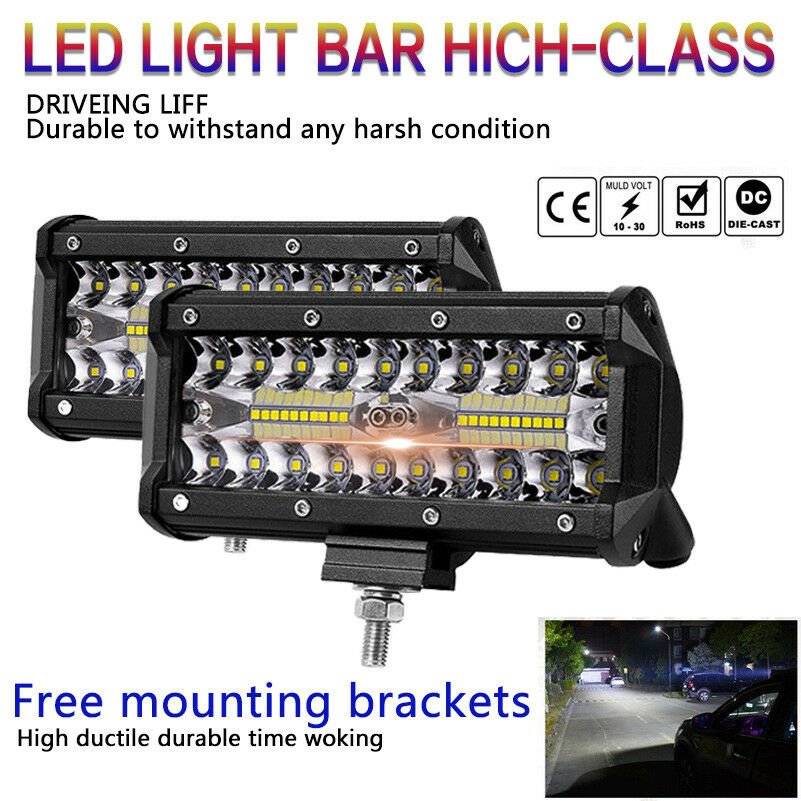 1PC 7" 400W LED Work Light Bar Flood Spot Beam Offroad 4WD SUV Driving Fog Lamp