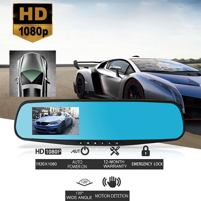 1080P Wide Angle Len Car 4.3'' Auto DVR Mirror Dash Cam Driving Recorder Camera