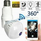 HD 1080P 360 Panoramic Hidden Wifi IP Camera Light Bulb Home Security Lamp Cam Y