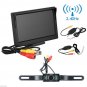 5" TFT LCD Car Rear View Backup Monitor+Wireless Parking Night Vision Camera Kit