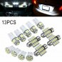 13x White LED Package Interior For Dome Map License Lights T10 & 31mm Bulb Lamp