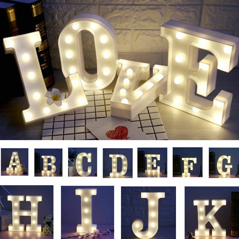 ALPHABET LETTER LIGHTS LED LIGHT UP WHITE LETTERS A-Z STANDING / HANGING