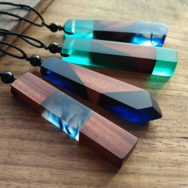 New 2017 Handmade Resin Wood Pendant Necklace Wooden Jewelry For Men Women Y
