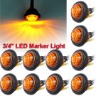 10x Amber 3/4" Bullet Clearance Side Marker LED Light For Truck Trailer RV 12V