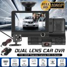 4'' HD 1080P 3 Lens Car DVR Dash Cam Vehicle Video Recorder Rearview Camera 170°