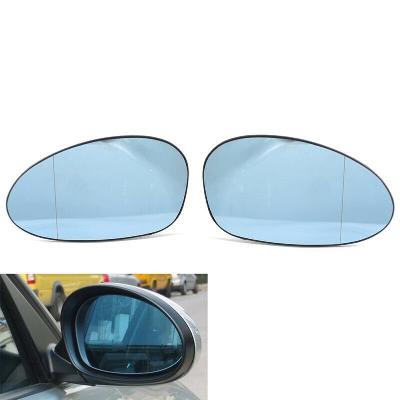 2x Door Mirror Glass Heated Blue Wide angle Tinted for BMW 1/3 Series E90 05-08