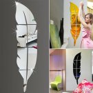 3D Feather Mirror Wall Sticker Room Decal Mural Art DIY Home Decoration Hot CHY