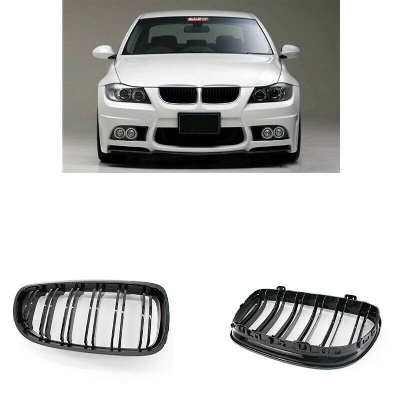 Black Front Kidney Grills Grille For BMW E90 E91 LCI 325i 328i 335i 4D 09-11 CHY