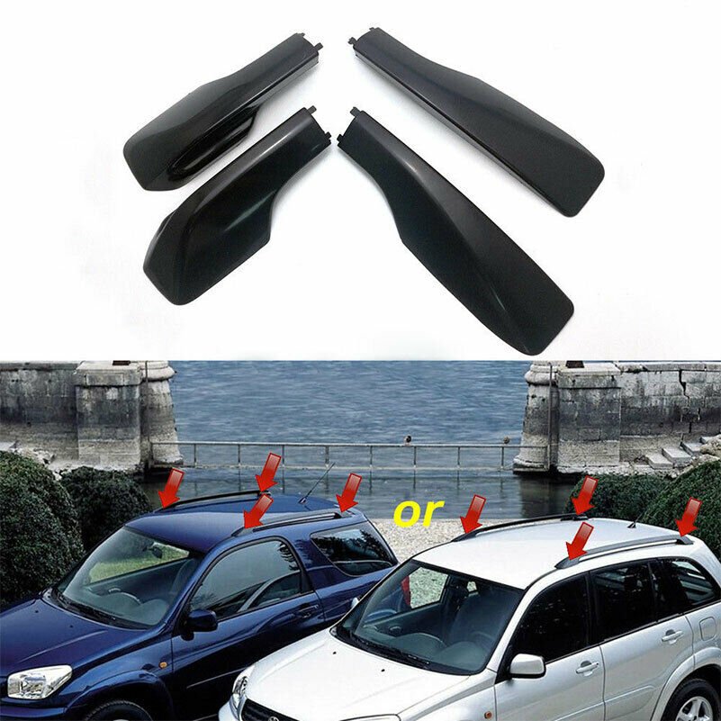 Car Black Roof Rack Cover Rail End Shell Waterproof Decor For Toyota RAV4 01-05