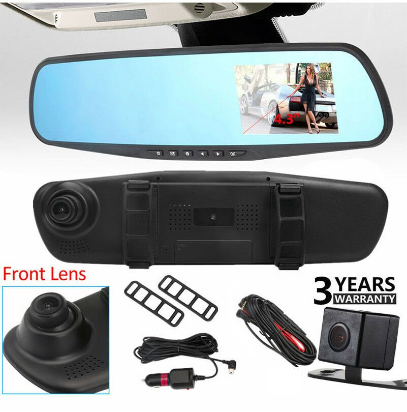 1080P Car DVR Rearview Dual Dash Cam Camera Vehicle Front Rear HD Video Recorder