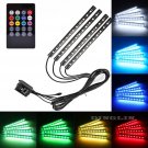 4x RGB 12LED Car Auto Interior Neon Atmosphere Strip Light Music Remote Control