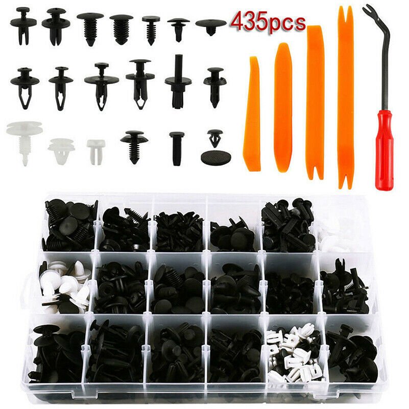 435pcs Universal Car Auto Plastic Rivets + Fastener Removal Tool Push Trim DIY