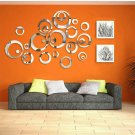 24Pcs 3D Circles Mirror Wall Sticker Removable Decal Vinyl Mural Home Decor CHY