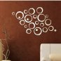 24Pcs 3D Circles Mirror Wall Sticker Removable Decal Vinyl Mural Home Decor CHY