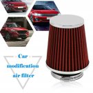Red Universal 3" Car Air Filter Cleaner Intake High Flow Short COLD Round Cone