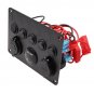 5 Gang Toggle Switch Panel Breaker LED Voltmeter RV Car Marine Boat 12-24V Kit