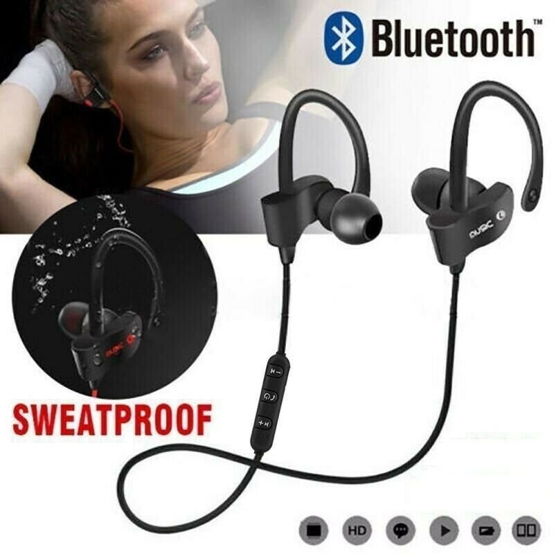 Wireless Bluetooth Sweatproof Headphones Earphones Stereo Headsets With Mic