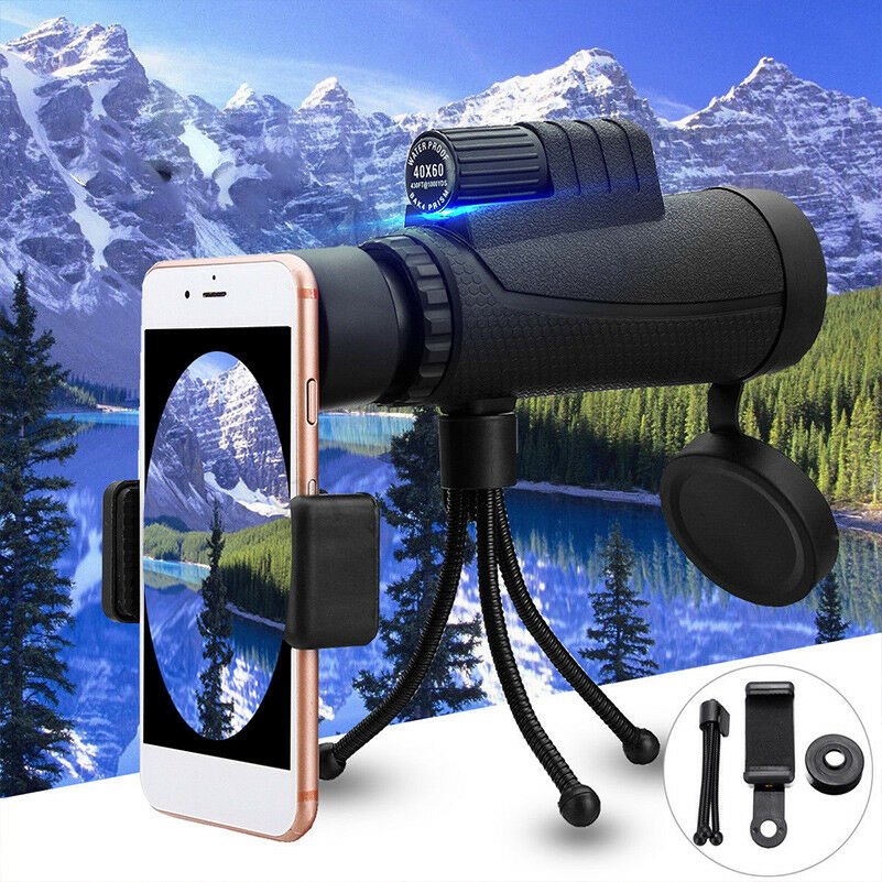 10X42 Zoom Monocular HD Telescope Telephoto Camera Lens + Phone Holder + Tripod